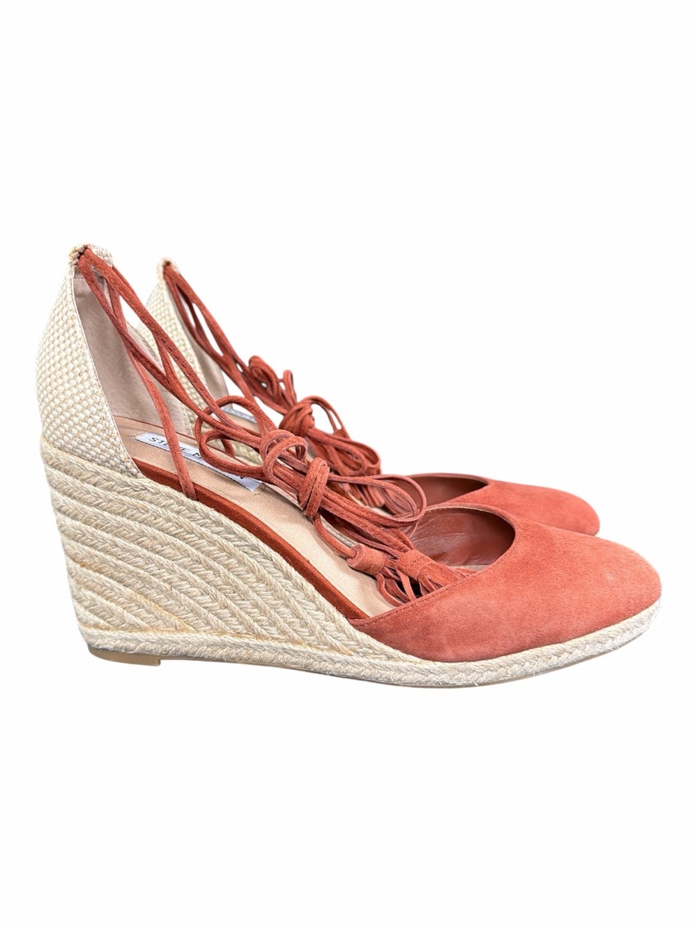 Steve Madden Bestow Coral Lace-Up Espadrille Wedge Heels Size 9.5 - Picture 2 of 12
